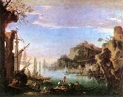 Harbour with Ruins af ROSA, Salvator